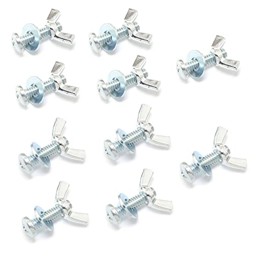 Pro Bamboo Kitchen 10Sets Screw Bolts with Wing Nut Zinc Plated Carbon Steel Mounting Hardware Fitting Fastenings:1/4"-20 Hand Tighten Wing Nuts,1/4"-20x1" Phillips Head Screw Bolt with Washers - Image 1