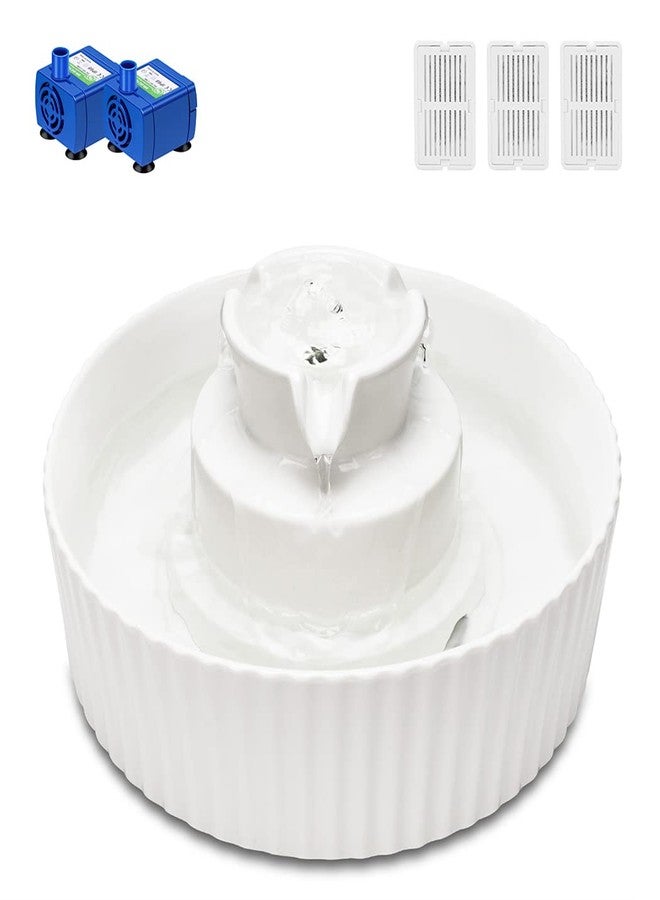Wonder Creature Ceramic Cat Water Fountain, 2.1L/71oz Cupcake Pet Water Fountain for Dog and Cat Indoor, 2 Ultra Quiet Pumps & 3 Filters - Image 1