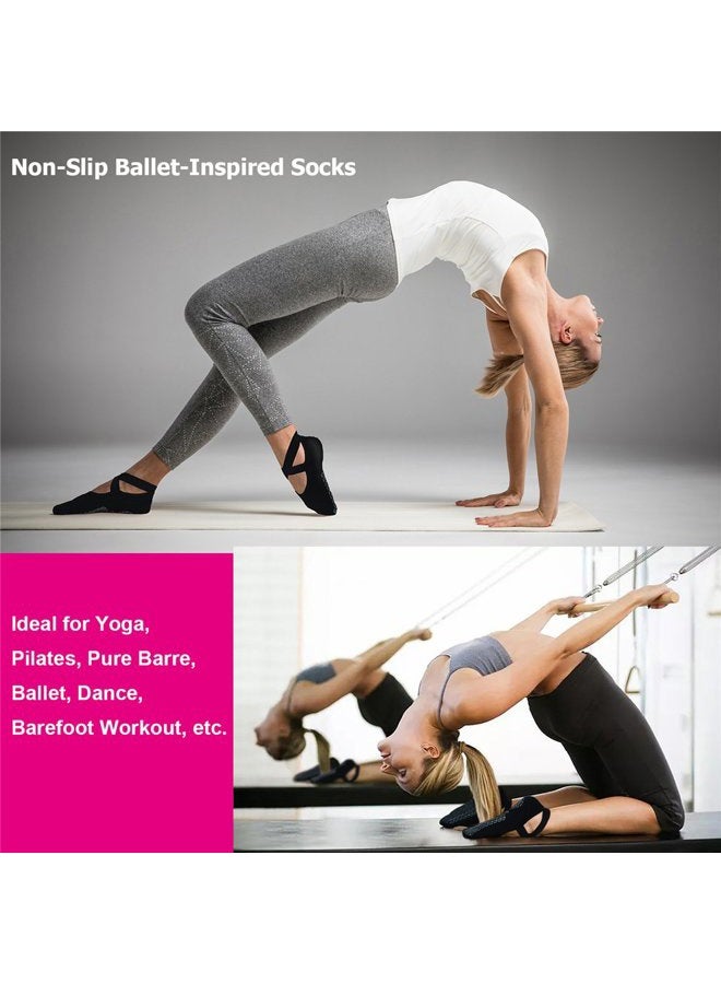Ozaiic (One Size, Black - 1 Pair) - Yoga Socks for Women Non-Slip Grips & Straps, Ideal for Pilates, Pure Barre, Ballet, Dance, Barefoot Workout - Image 4