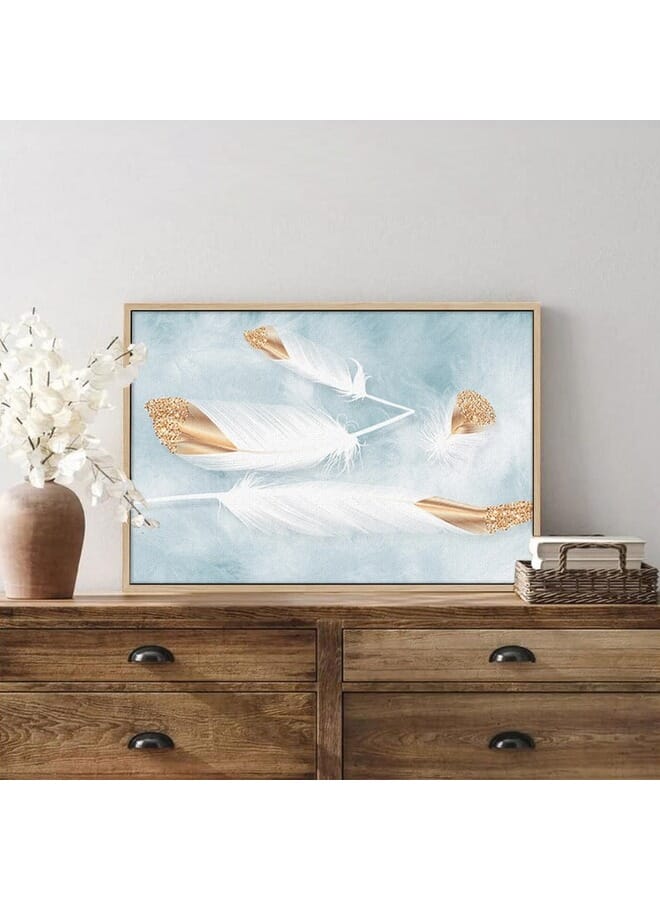 Home Gallery Abstract Framed Portrait Of White And Gold Feathers Wall Art - Image 4