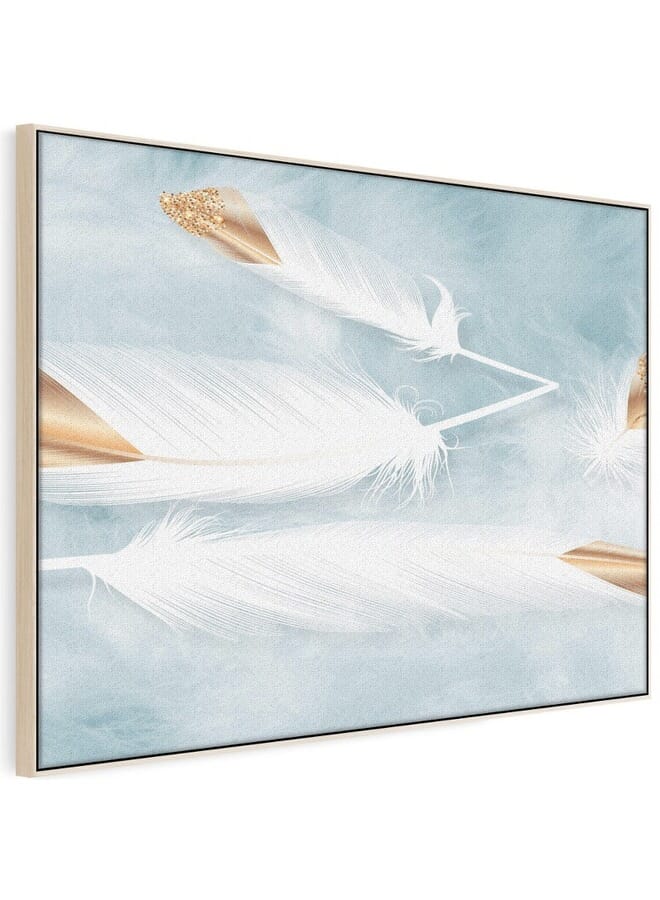 Home Gallery Abstract Framed Portrait Of White And Gold Feathers Wall Art - Image 5