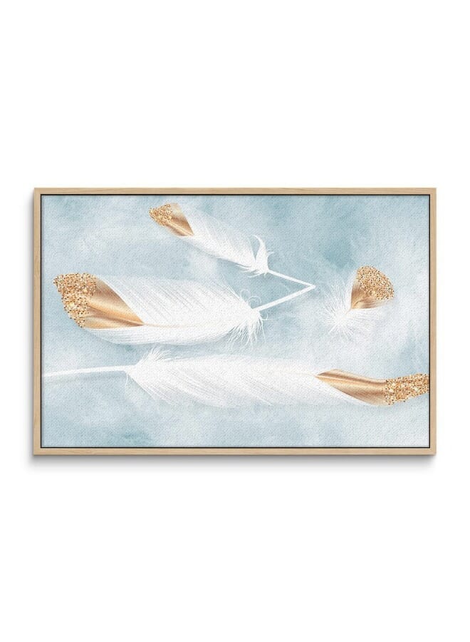Home Gallery Abstract Framed Portrait Of White And Gold Feathers Wall Art - Image 3