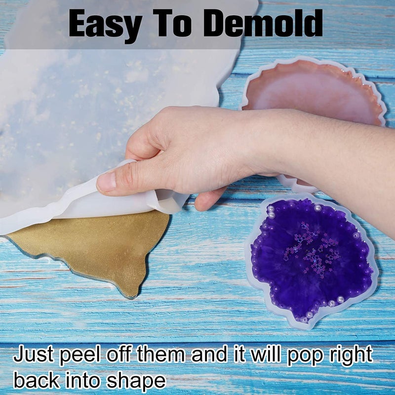 AmigozZ أميغوز (9 × 12 بوصة، صينية مستطيلة) قالب صينية سيليكون ريزين، قالب صينية غير منتظمة كبير، قالب ريزين إبوكسي سهل الإزالة، قوالب سيليكون لصنع صينية أجات مزيفة، لوح تقديم، صينية فواكه، إلخ - Image 4