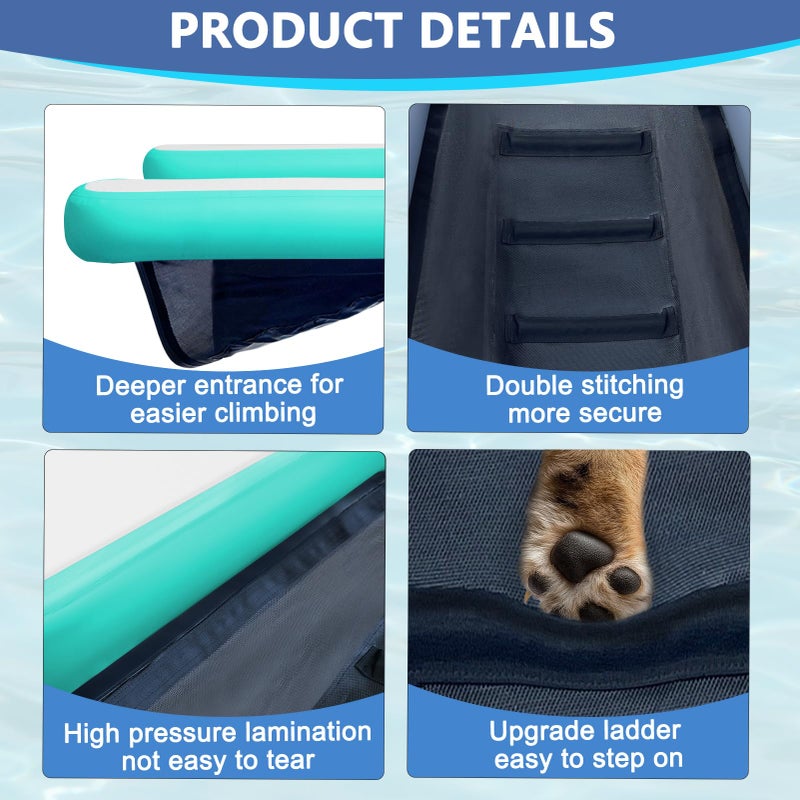 AWSUM Inflatable Dog Water Boat Ramp Dock Floating for Dogs Up to 180LBS On Water Float Ladder Steps for Lakes Easy Access Dog Pool Ramp - Image 3