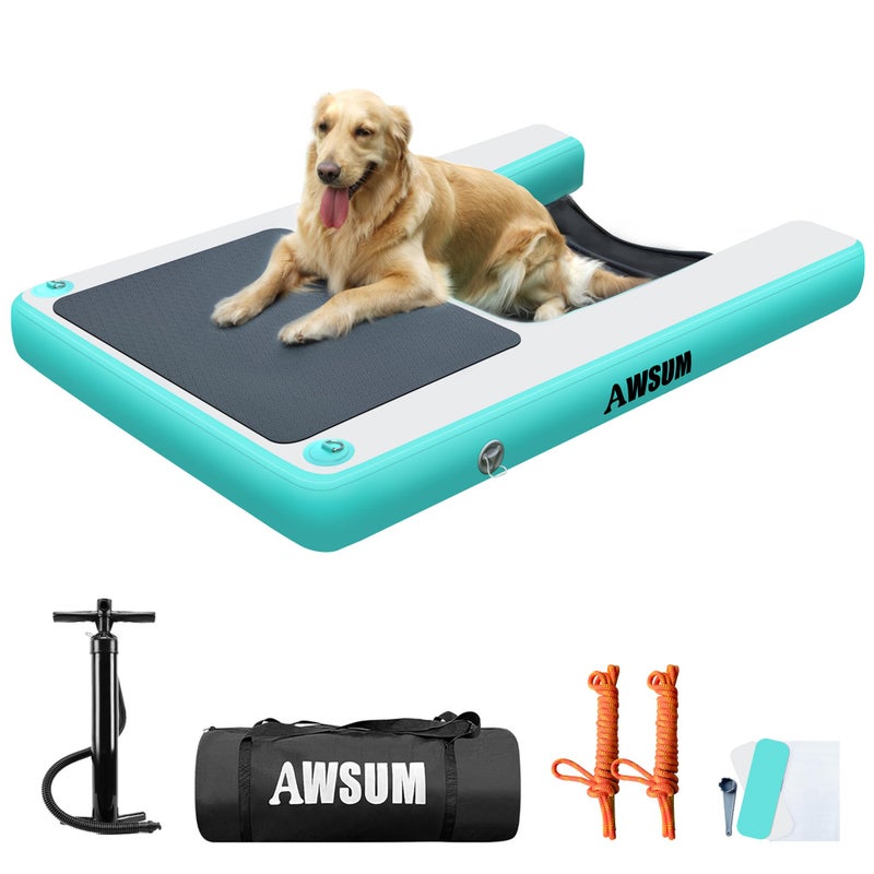 AWSUM Inflatable Dog Water Boat Ramp Dock Floating for Dogs Up to 180LBS On Water Float Ladder Steps for Lakes Easy Access Dog Pool Ramp - Image 1