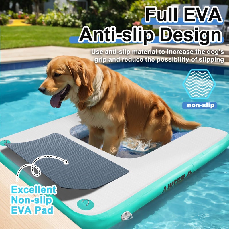 AWSUM Inflatable Dog Water Boat Ramp Dock Floating for Dogs Up to 180LBS On Water Float Ladder Steps for Lakes Easy Access Dog Pool Ramp - Image 5