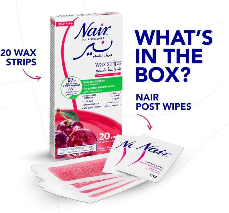 Nair Cherry Hair Removal Wax Strips with Wipes - Image 5