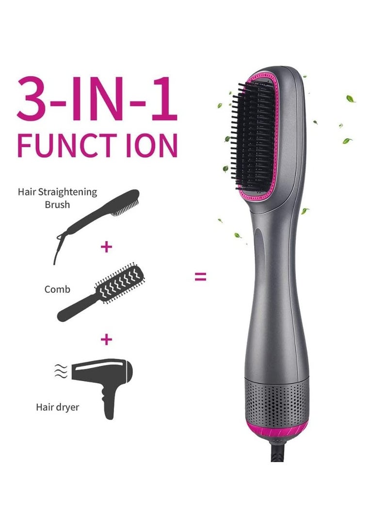 Hair Dryer Styler Volumizer 3 in 1 Brush Salon Styler for Straightening Negative Ion Ceramic Blow Dryer Brush (PINK) - Image 4