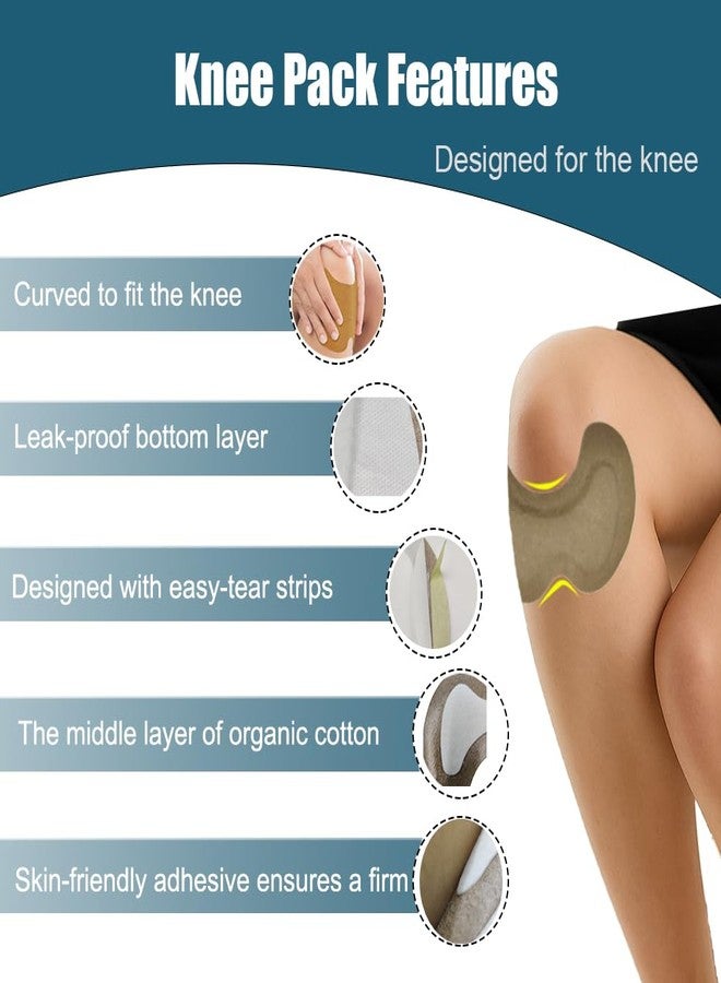 VDFZHL 30pcs Castor Oil Patches for Knees, Castor Oil Pack Wrap, Specially Designed for Knees, Disposable Organic Cotton Self-Adhesive Sheet, 5.2x3.7in, No Wash(Without Essential Oils) - Image 3