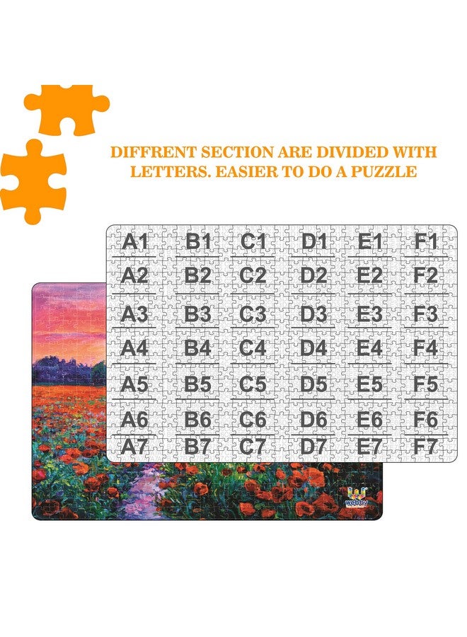 Webby Kids Poppy Field at Sunset Painting Wooden Jigsaw Puzzle, 500 Pieces - Image 3