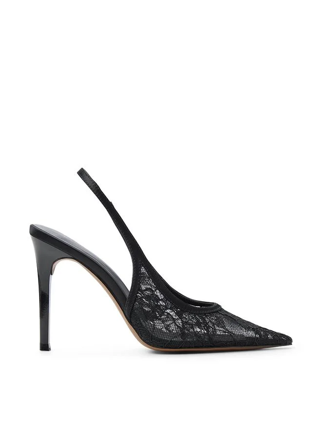 Daniellaa Ladies Black Heeled Shoes
