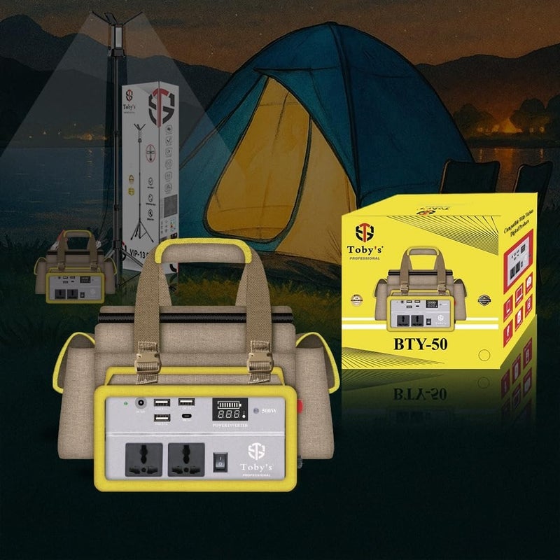 Camping power inverter: 220V, 50A, 50000mAh rechargeable battery, durable black ABS housing, ultra-portable for outdoor use - Image 2
