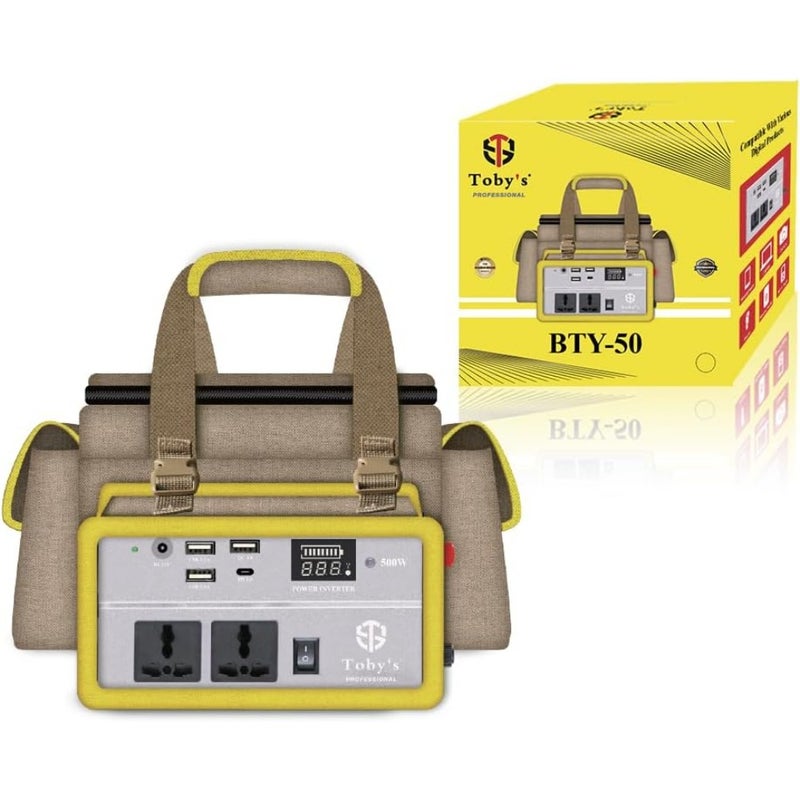 Camping power inverter: 220V, 50A, 50000mAh rechargeable battery, durable black ABS housing, ultra-portable for outdoor use - Image 1