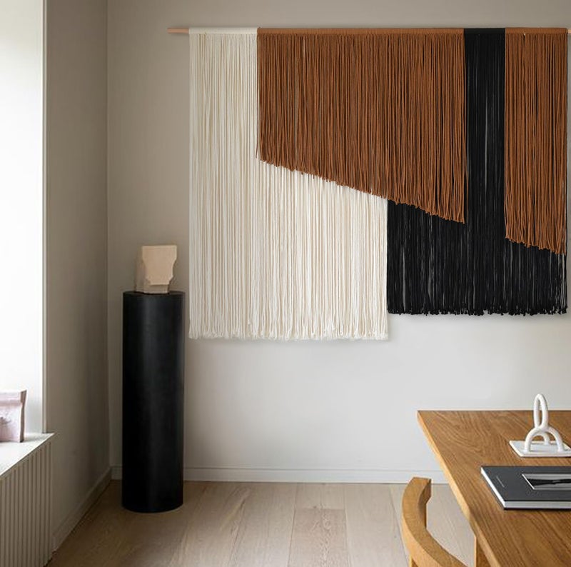Jakalin Macrame Wall Hanging Dip Dyed Fiber Macrame Wall Decor Boho Cord Living Room Wall Art 57" Wx43 L - Image 2