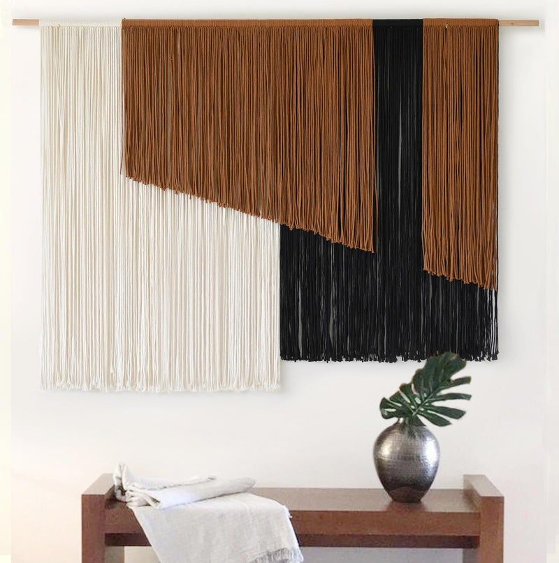 Jakalin Macrame Wall Hanging Dip Dyed Fiber Macrame Wall Decor Boho Cord Living Room Wall Art 57" Wx43 L - Image 1
