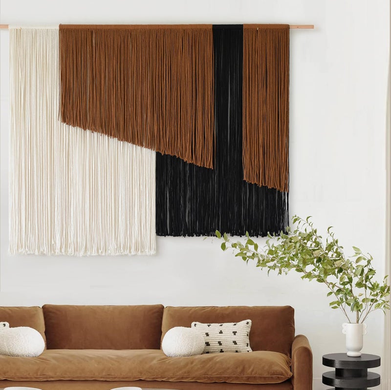 Jakalin Macrame Wall Hanging Dip Dyed Fiber Macrame Wall Decor Boho Cord Living Room Wall Art 57" Wx43 L - Image 4
