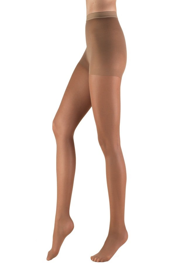 Truform Sheer Compression Pantyhose, 8-15 mmHg, Women's Shaping Tights, 20 Denier, Taupe, Queen - Image 1