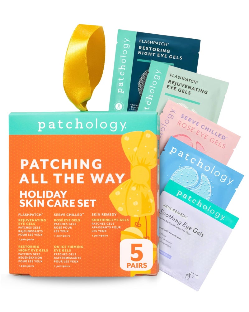 Patchology Patching All The Way Gift Set â€“ Hydrating Under Eye Masks with Collagen, Retinol, Hyaluronic Acid â€“ Christmas Gift & Beauty Stocking Stuffer for Puffy Eyes 5-Pair Sampler (Limited Edition) - Image 1
