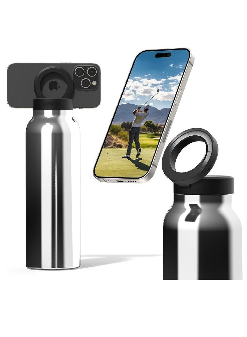 LIXES Insulated Water Bottle with MagSafe | 24oz Stainless Steel Water Bottle with Magnetic Phone Tripod Mount - Keeps Hot 12H, Cold 24H - Image 1