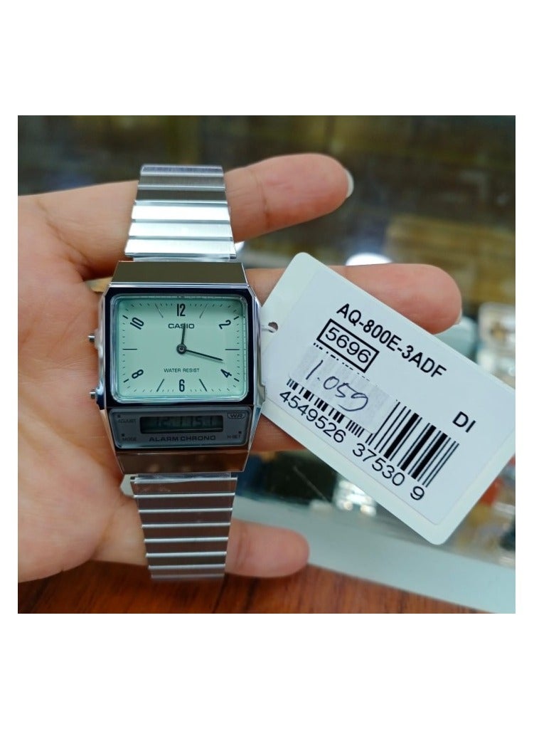 Casio AQ-800E-3A Vintage Analog+Digital Stainless Steel Watch - Image 2
