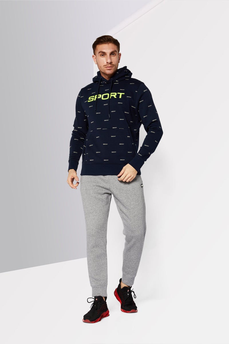 DKNY Sport Men Sportswear Fit Brand Logo Outdoor Hoodie, Navy - Image 2