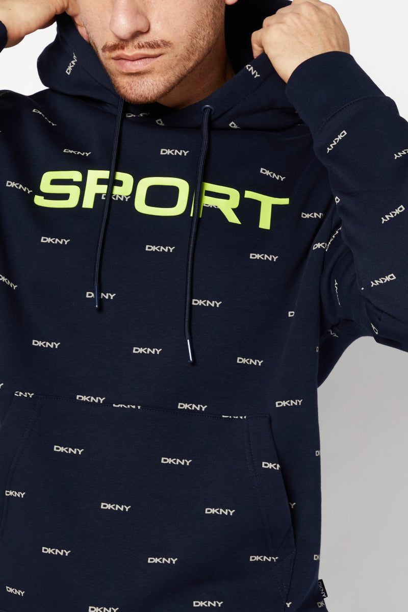 DKNY Sport Men Sportswear Fit Brand Logo Outdoor Hoodie, Navy - Image 4