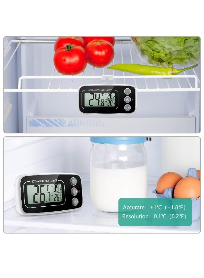 Fridge Thermometer, Digital Refrigerator Freezer Thermometer with Clear LCD Display, Max/Min Function, 3 Mounting Options for Kitchen, Home, Restaurants - Image 2