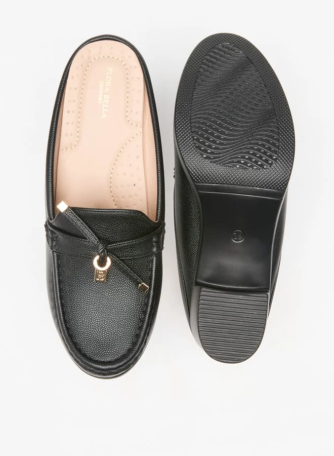 فلورا بيلا من شو إكسبرس Women's Solid Slip-On Mules with Block Heels and Tie-Up Detail