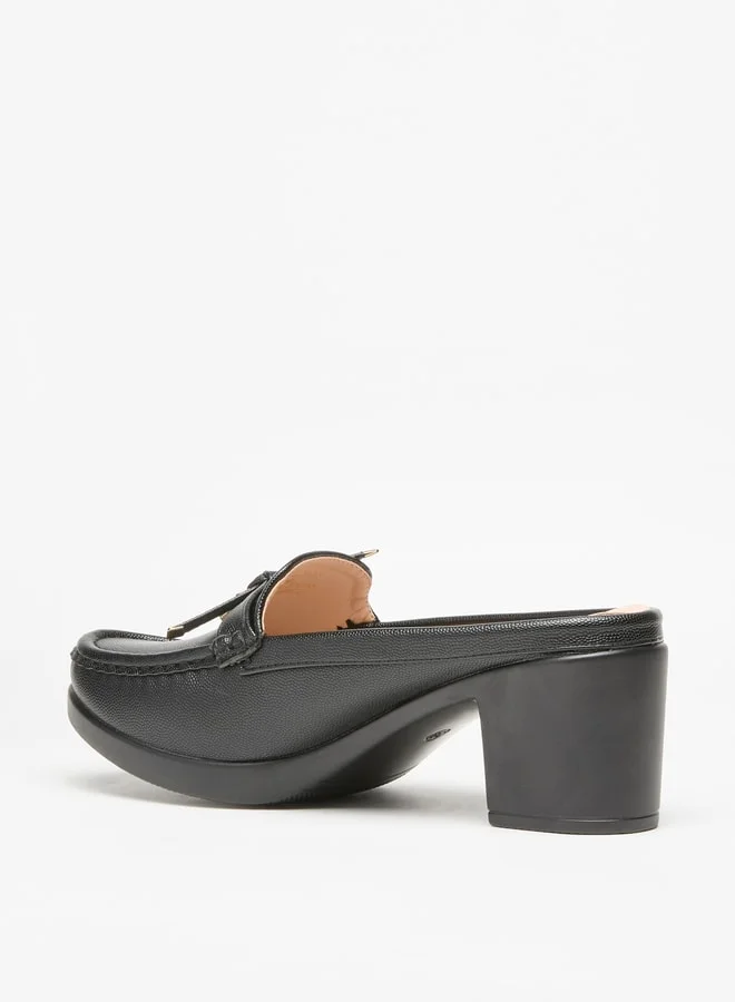 فلورا بيلا من شو إكسبرس Women's Solid Slip-On Mules with Block Heels and Tie-Up Detail