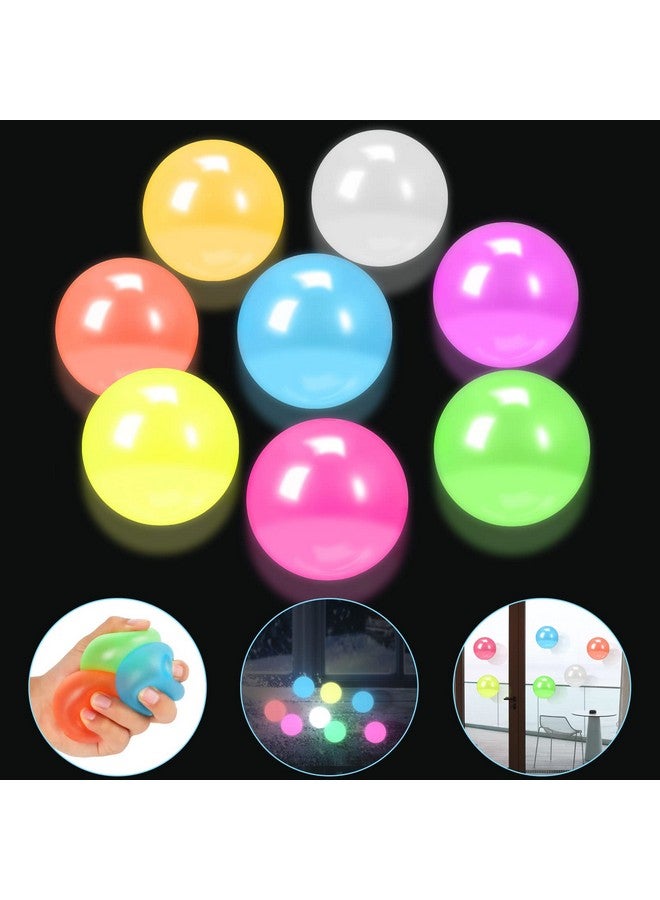 MIMIDOU 8 Pieces Glowing Sticky Balls, Very Elastic Squishy Balls That Glow In The Dark And Stick To The Ceiling, Ceiling Balls Great For Children'S Parties, Stress Relieving Balls For Stress And Anxiety . - Image 1