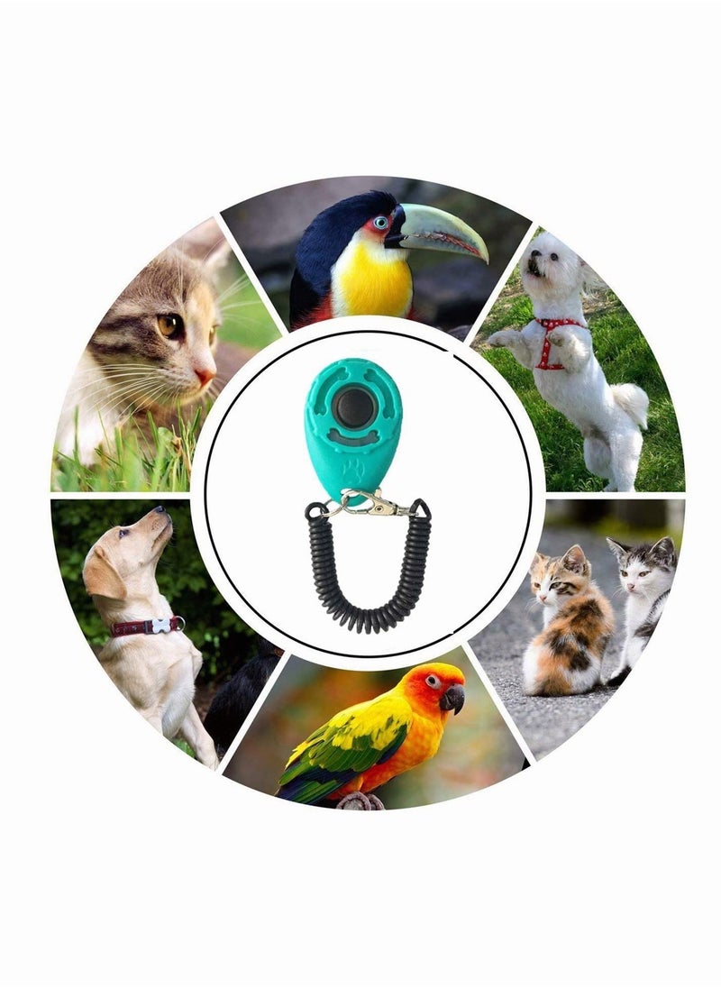 Pet Trainer 2 Pack Dog Training Clicker with Wrist Strap, Pet Training Clicker with Big Button Effective Behavioral Training Tool for Cats Birds Puppy Recall (Blue and Black)