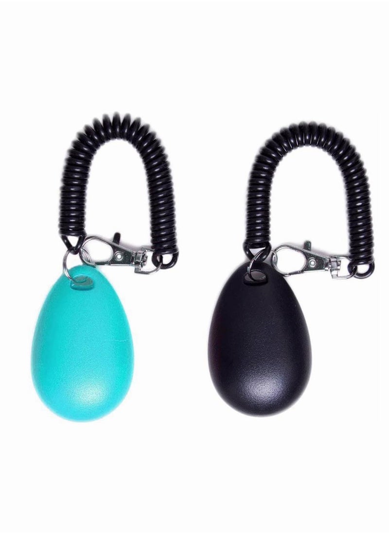 Pet Trainer 2 Pack Dog Training Clicker with Wrist Strap, Pet Training Clicker with Big Button Effective Behavioral Training Tool for Cats Birds Puppy Recall (Blue and Black)