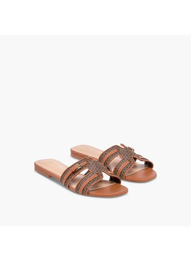 سيليست Women's Monogram Print Slip-On Flat Sandals