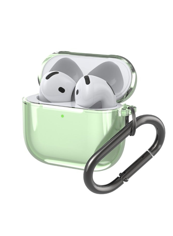 for Airpods 4（2024）Fourth Generation Transparent Protective Cover, Tpu Transparent Protective Cover With Keychain, Suitable For Women, Girls, Men, Anti Yellowing, Scratch Resistant, Shock Resistant, Full Protective Cover, Suitable For Airpods 4- (Green) - Image 1