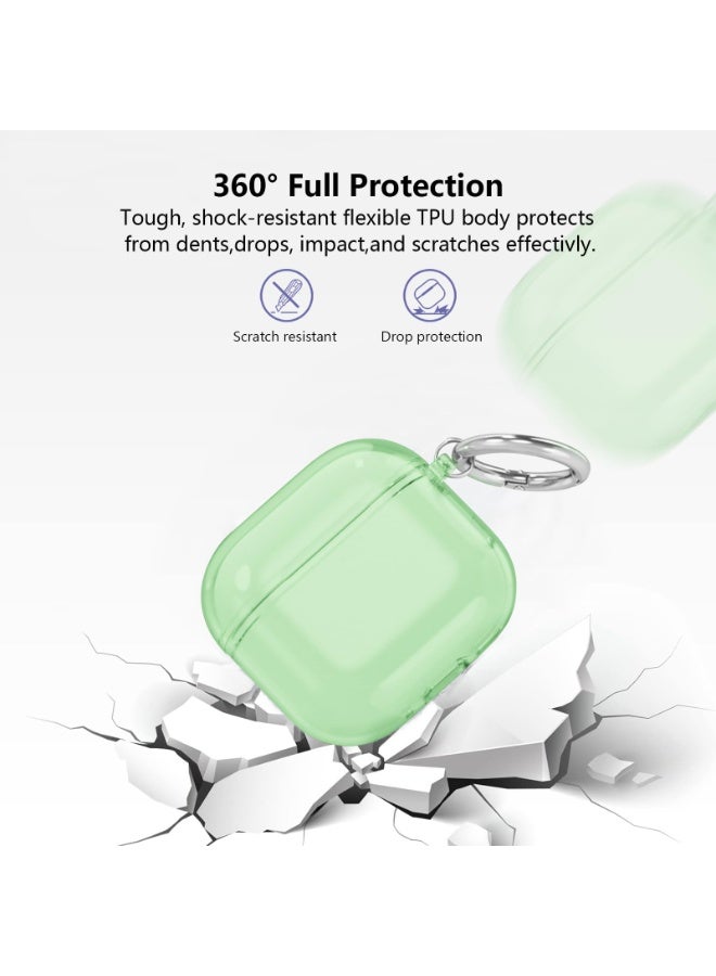 for Airpods 4（2024）Fourth Generation Transparent Protective Cover, Tpu Transparent Protective Cover With Keychain, Suitable For Women, Girls, Men, Anti Yellowing, Scratch Resistant, Shock Resistant, Full Protective Cover, Suitable For Airpods 4- (Green) - Image 3