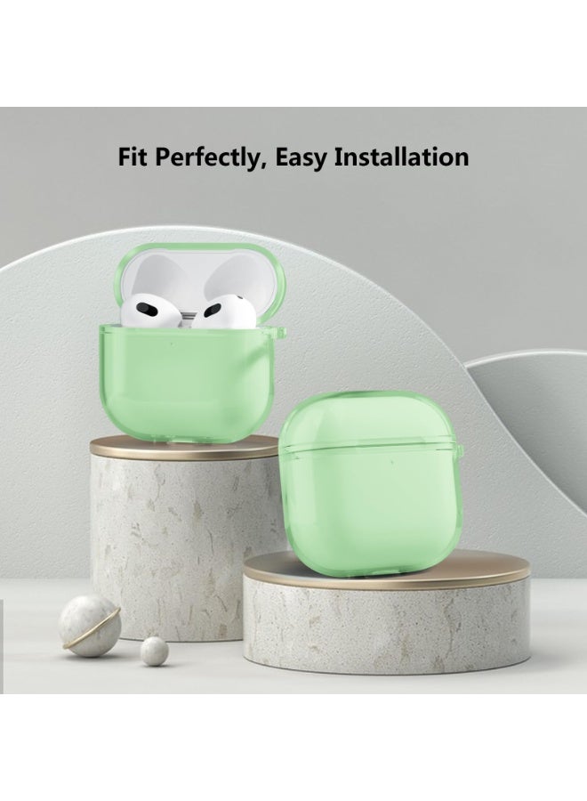 for Airpods 4（2024）Fourth Generation Transparent Protective Cover, Tpu Transparent Protective Cover With Keychain, Suitable For Women, Girls, Men, Anti Yellowing, Scratch Resistant, Shock Resistant, Full Protective Cover, Suitable For Airpods 4- (Green) - Image 2