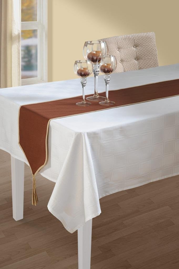 Swayam Swayam Libra Solid Cotton Small Table Runner - Brown (RNR45-Brown) - Image 1