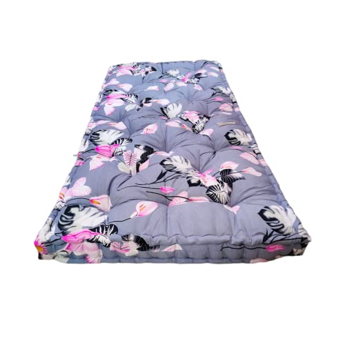 Deevine Craft Soft Thick 5-Inch Cotton Quilt Box Mattress - Medium Firm Single Bed Mattress (72X30X5 Inches) in Elegant Grey Floral Design - Image 5