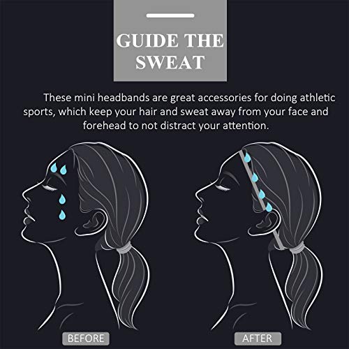 Bememo 4 Pieces Thick Non-Slip Elastic Sport Headbands Hair Headbands for Women and Men (Gray) - Image 4