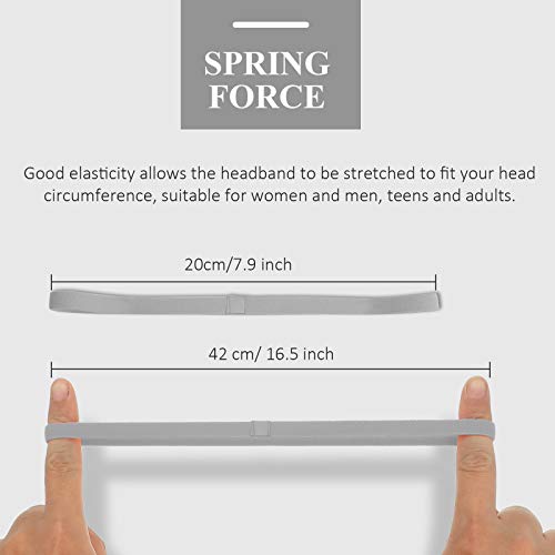 Bememo 4 Pieces Thick Non-Slip Elastic Sport Headbands Hair Headbands for Women and Men (Gray) - Image 2