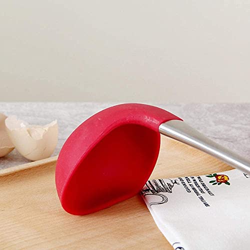 TASKHOUSE Silicone Ladle Spatula Heat Resistant Kitchen Utensil for Cooking, Mixing, Stirring and Serving Spoon (Ladle Red) - Image 5