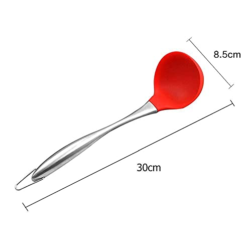 TASKHOUSE Silicone Ladle Spatula Heat Resistant Kitchen Utensil for Cooking, Mixing, Stirring and Serving Spoon (Ladle Red) - Image 4
