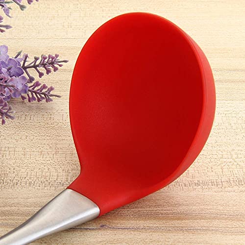 TASKHOUSE Silicone Ladle Spatula Heat Resistant Kitchen Utensil for Cooking, Mixing, Stirring and Serving Spoon (Ladle Red) - Image 2