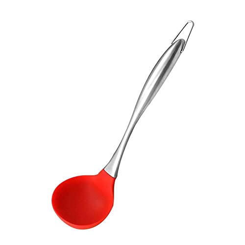 TASKHOUSE Silicone Ladle Spatula Heat Resistant Kitchen Utensil for Cooking, Mixing, Stirring and Serving Spoon (Ladle Red) - Image 1