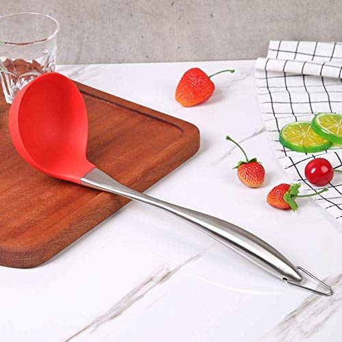 TASKHOUSE Silicone Ladle Spatula Heat Resistant Kitchen Utensil for Cooking, Mixing, Stirring and Serving Spoon (Ladle Red) - Image 3