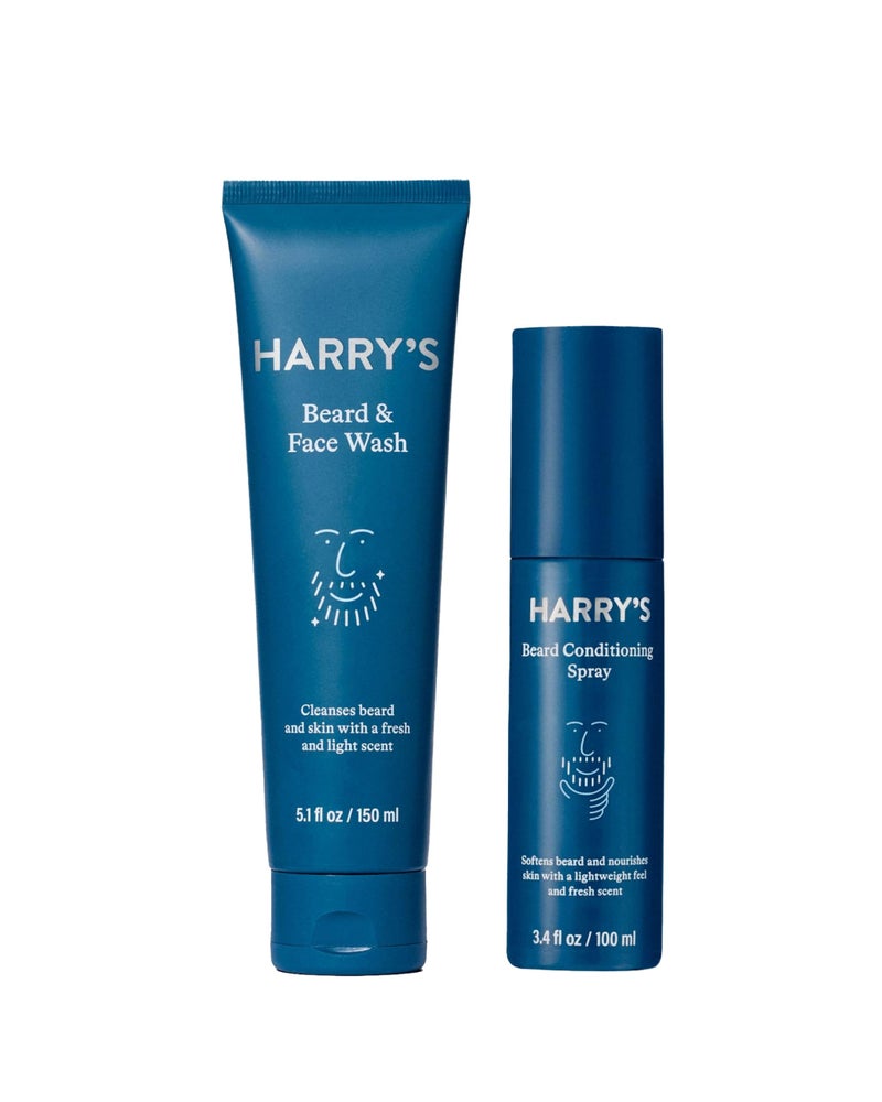Harrys Beard Grooming Kit for Men 51 Fl Oz Wash and 34 Oz Conditioning Spray Beard Care Kit