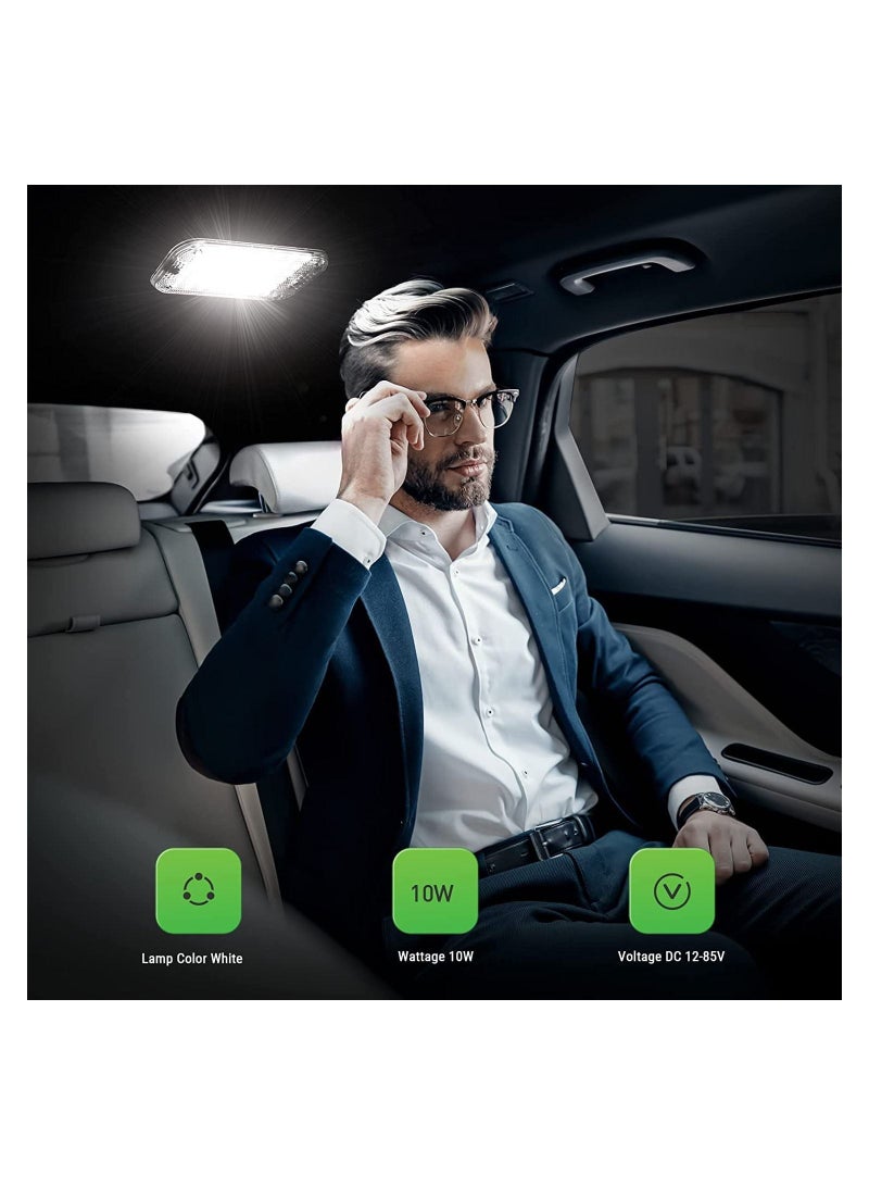 LED Interior Light, 2PCS 10W 48 LED Universal Bright Interior Light with ON/OFF Switch, for 12V-85V Car Van Truck Lorry Camper Boat Caravan Motorhome Dome Ceiling Light, Ultra-thin Bright Crystal - Image 4