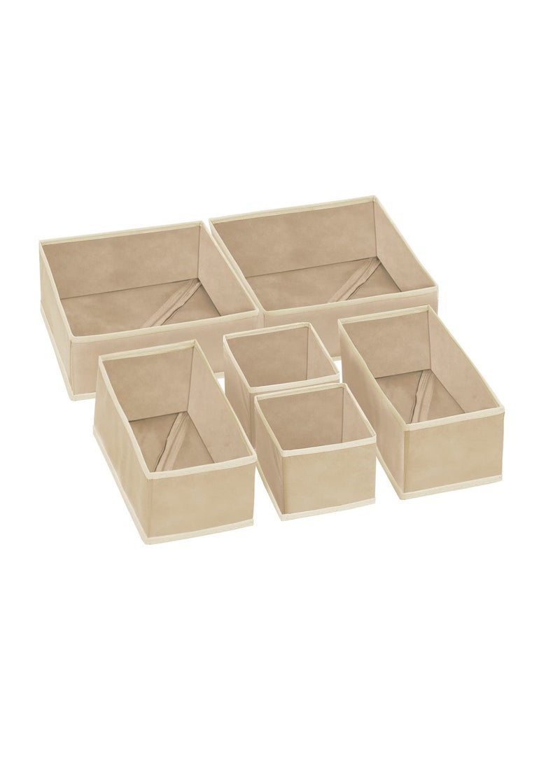6-Pack Foldable Beige Fabric Drawer Organizers for Underwear, Socks, and Shirts, Perfect Closet Storage Solution - Image 2