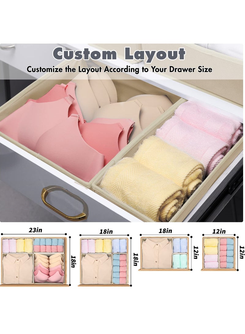 6-Pack Foldable Beige Fabric Drawer Organizers for Underwear, Socks, and Shirts, Perfect Closet Storage Solution - Image 4