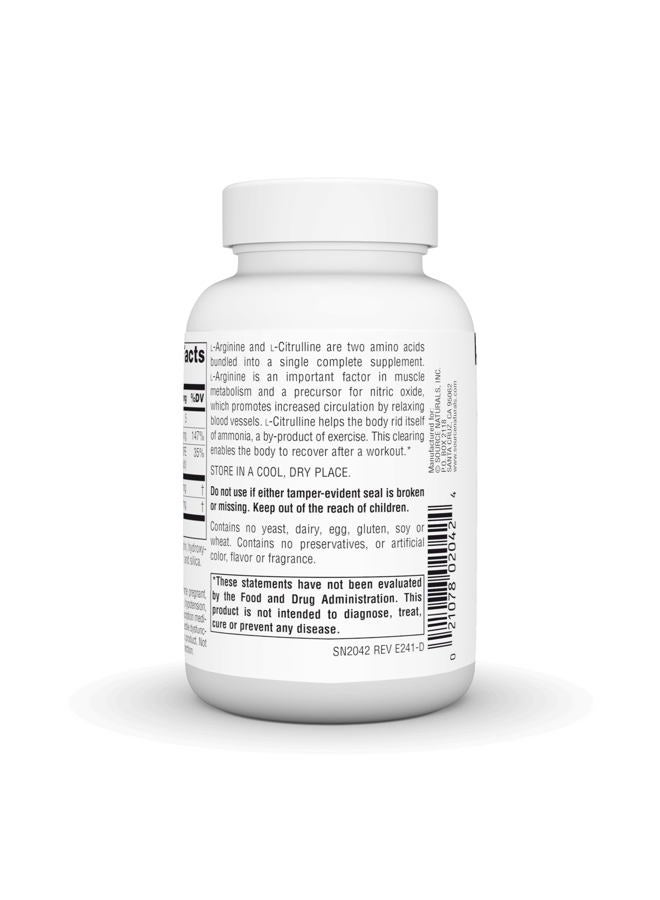 Source Naturals L-Arginine L-Citrulline Complex 1000mg Essential Amino Acid Supplement - 60 Tablets - Image 3